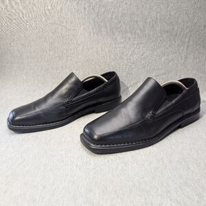 Florsheim Comfortech Dress Shoes Men's 11D Black Moc Toe Slip On Loafers